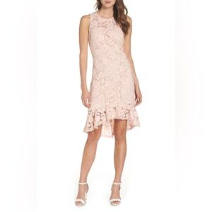 Vince Camuto Pink Ruffled High Low Sheath Dress